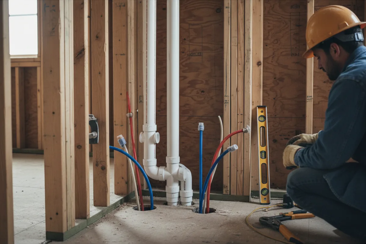Drain and supply rough-in during Drain Cleaning in Elkins